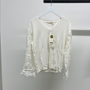 NWT Seventy Cream Sweater with Lace Detail
